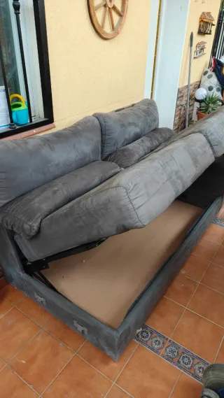 Divano letto in tessuto grigio