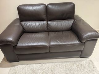 Sofá 2 plazas piel marrón