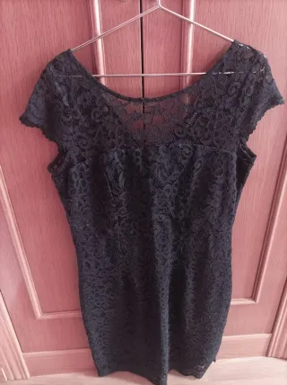 Vestido de encaje azul marino talla 42