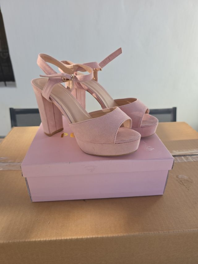 Zapatos de tacón rosa plataforma