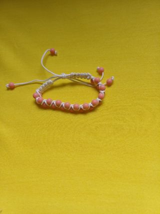 Pulsera  Ajustable Naranja Pastel y Blanco