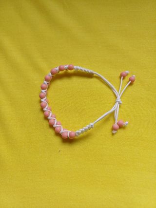 Pulsera  Ajustable Naranja Pastel y Blanco