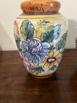 Set Vaso e Brocca Ceramica Decorata