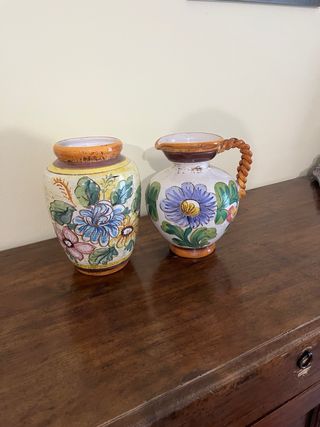 Set Vaso e Brocca Ceramica Decorata