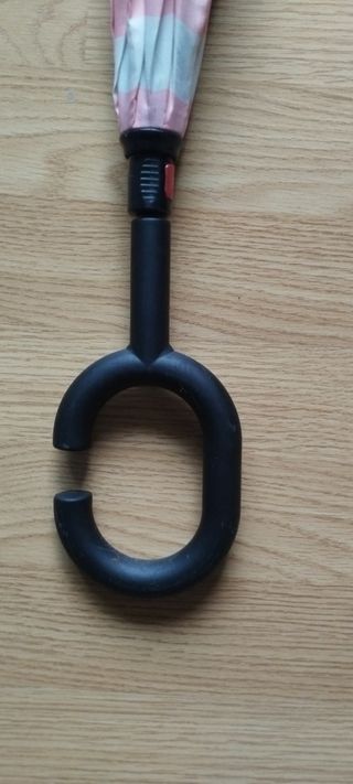 Paraguas reversible rayas rosa y blanco