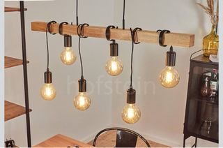 Lampada a sospensione legno e metallo