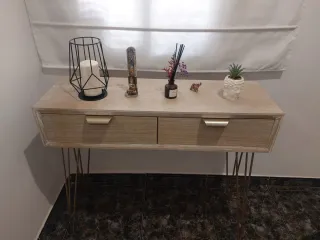 Mueble recibidor consola patas doradas 90×30×81