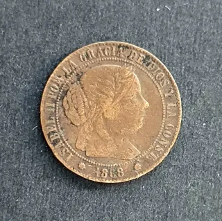 España 3 monedas 1/2 céntimo de escudo Isabel II