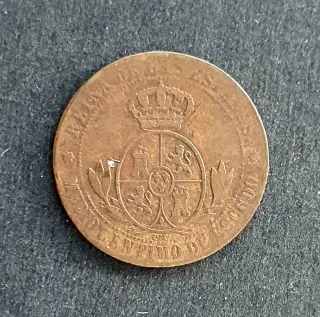 España 3 monedas 1/2 céntimo de escudo Isabel II