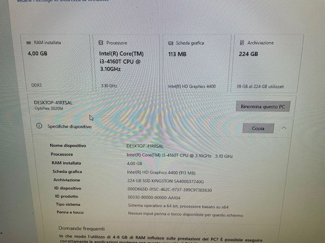 Mini PC Dell OptiPlex 3020 Nero