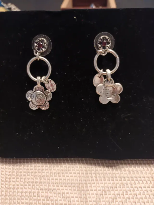 Pendientes flor plata