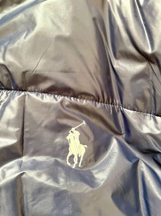 plumón azul marino brillante capucha desmontable