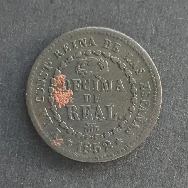 España 2 monedas 1 décima de real Isabel II, Seg.