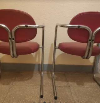 Pareja Sillas Cantilever Rojas Vintage