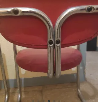 Pareja Sillas Cantilever Rojas Vintage