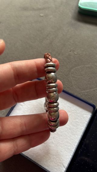 Pulsera Cuero y Plata Delgado Joyeria Aviles