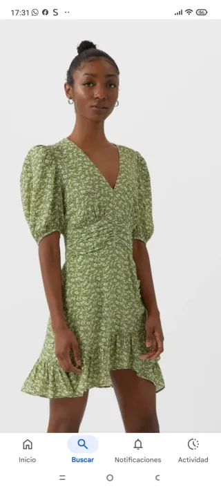 Vestido flores Stradivarius verde