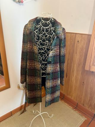 Abrigo cuadros jaspeado Zara talla XS