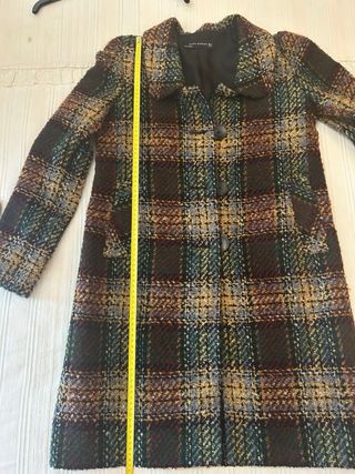 Abrigo cuadros jaspeado Zara talla XS