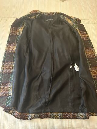 Abrigo cuadros jaspeado Zara talla XS