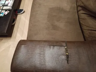 Sofá 3 plazas piel sintética y tela