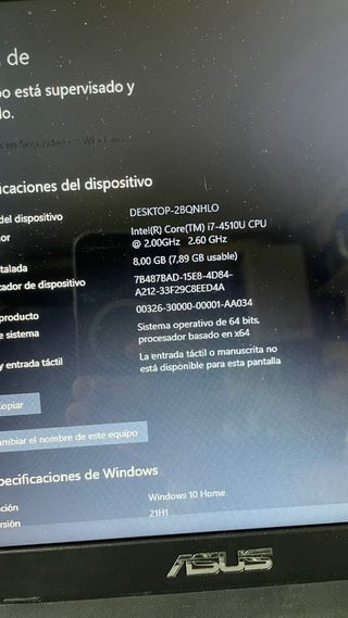 Portátil ASUS Plata