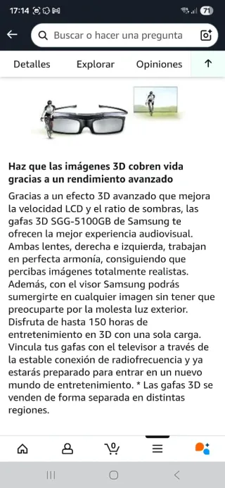 Gafas 3D Activas SAMSUNG RF SSG-P51002 - SIN CAJA