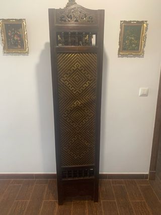Biombo de madera y bambú