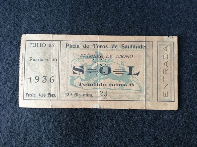 Entrada de Toros Santander 1936