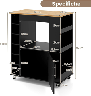 Carrello da Cucina con Ruote, Isola da Cucina con