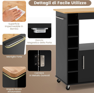 Carrello da Cucina con Ruote, Isola da Cucina con