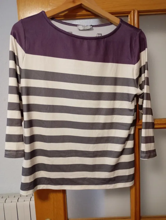 Camiseta manga 3/4 Valeria Trucco Gris y Morado