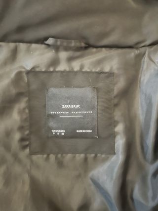 Plumífero negro Zara talla S