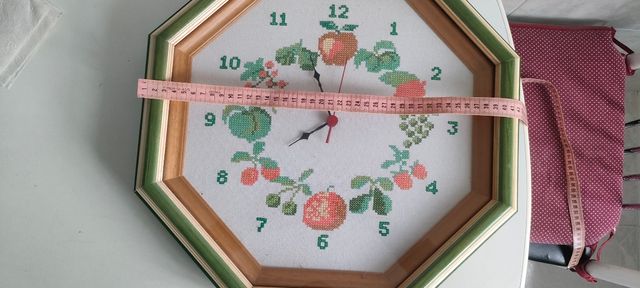 Reloj de Cocina Punto de Cruz Frutas