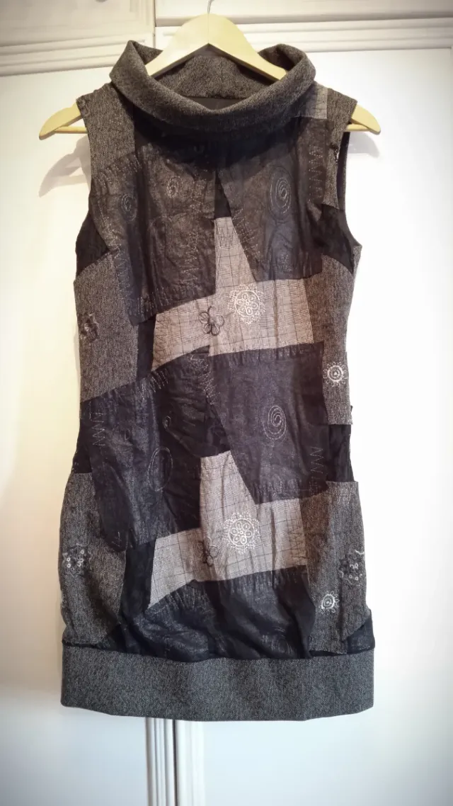 Vestido Patchwork Gris y Negro T.38