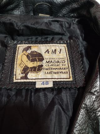 Cazadora Biker Rock Moto Cuero Negro Talla 48