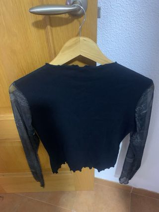 Blusa Desigual Negra Corazón Transparente Talla L