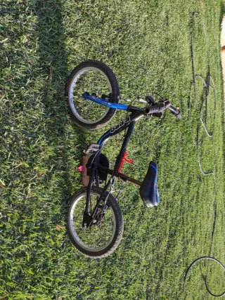 Bicicleta de niño negra y azul