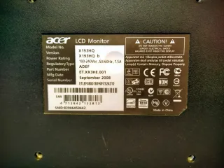 Monitor Acer 19 Negro con cable VGA y alimentación
