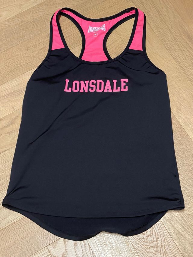 Canotta allenamento Lonsdale nera e rosa taglia M
