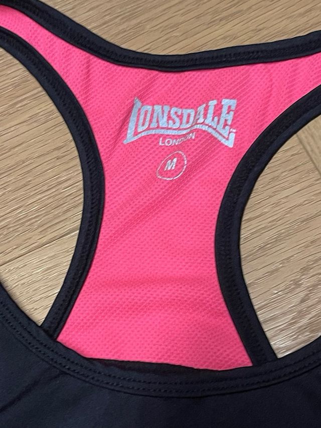 Canotta allenamento Lonsdale nera e rosa taglia M