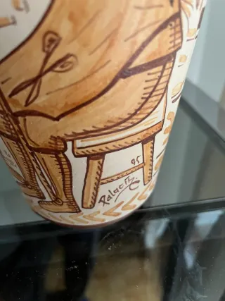 Jarrón Cerámica Palacin Beige y Marrón