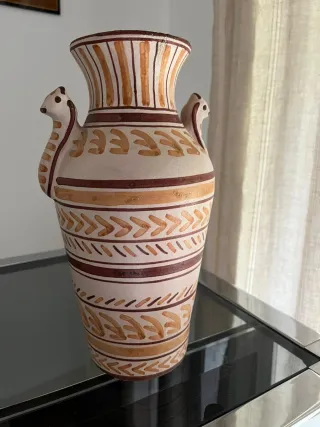 Jarrón Cerámica Palacin Beige y Marrón