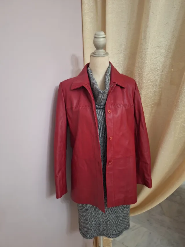 Chaqueta de piel auténtica legítima vintage y2k
