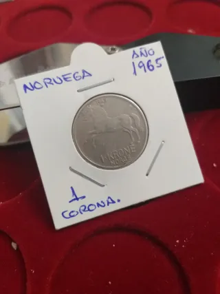 Moneda Noruega 1 Corona 1965