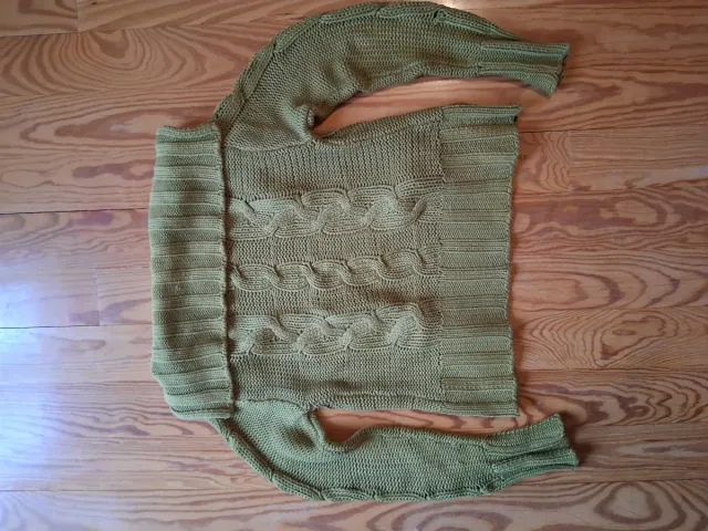 Cardigan Agua Viva Verde Oliva Trenzado