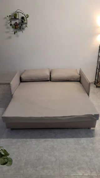Sofá cama 2 plazas gris tela