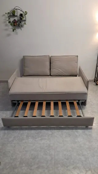 Sofá cama 2 plazas gris tela