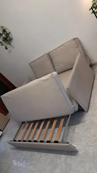 Sofá cama 2 plazas gris tela