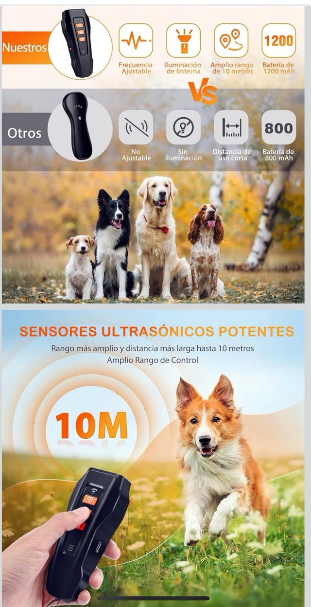 Ahuyentador Perros Ultrasonidos 3 Frecuencias.